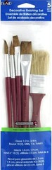 Decorative Paint Brush Set 5 Piece Large Wood Handle Flagged Bristle Multicolor