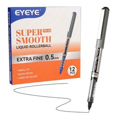 EYEYE Needle Rollerball Pens Extra Fine Point 12 Pack, 0.5mm 0.5mm, Black