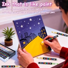 Water-Based Acrylic Paint Markers Brush Tip – 48 Colors – Acrylic Colored Paint