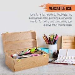 US Art Supply Artist Wood Pastel, Pen, Marker Storage Box with Drawer(s)