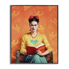 Modern Frida Kahlo Framed Giclee Art by Amanda 16L” x 20W” Black Framed