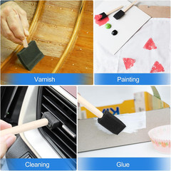 24 Pcs Foam Paint Brushes, Wood Handle Sponge Brushes for Painting, Staining, Va