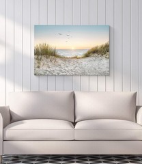 Coastal Wall Art Canvas Picture: Modern Beach Sunset Landscape Print Decor Ho…