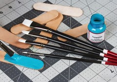 Acrylic Paint Brush Set, 5 Pcs Round Flat Angular, Artist Shoe Detail, Black