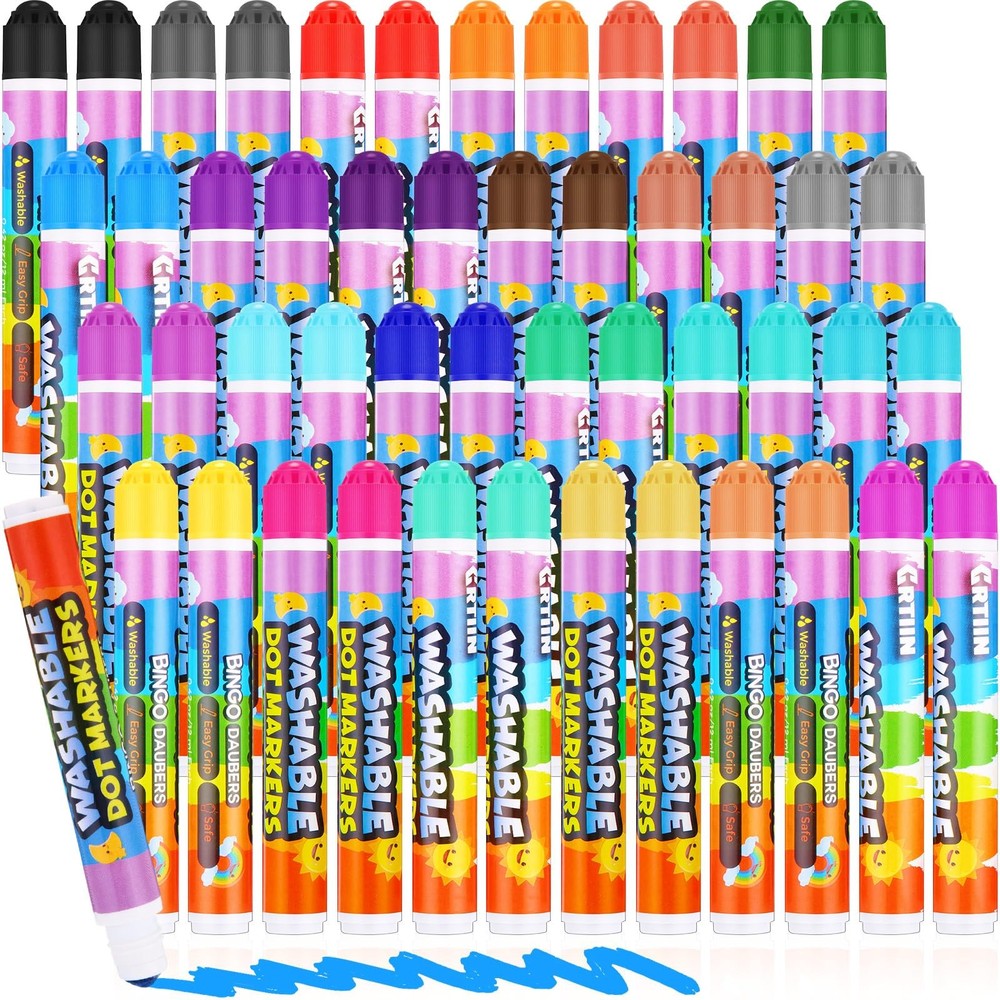 48 Pack Dot Markers for Kids, 24 Assorted Colors Daubers Bulk, Washable Marke…