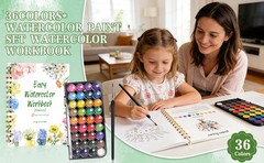 Watercolor Workbook，36 Colors Water Coloring Book Paint Set for Adults,12