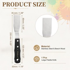 Large Palette Knife, 9.3″ Long Stainless Steel, Black(Rectangle)