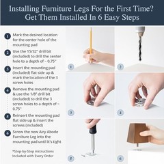 Airy Abode Premium Walnut Square Furniture Legs (Full Install 5 Inches Brown