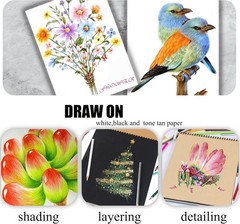 24/72 Count Colored Pencils for Adult Coloring Books Soft Core Sketching Drawing