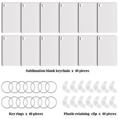 120 Pieces Rectangle Sublimation Keychain Blanks Double Side Heat Transfer Bl…
