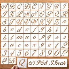 3 Inch Letter Symbol Stencils for Painting on Wood, 65 Pcs Alphabet Drawing T…