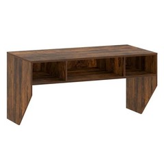 Wall Mounted Floating Computer Desk with 3 Cube Storage Rustic Brown Workstation