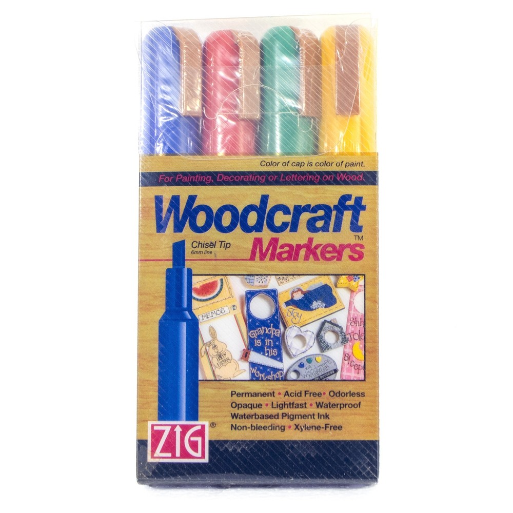 ZIG Woodcraft Markers Set of 4 PWC-50/4VC Wood Painting Pens Made in Japan