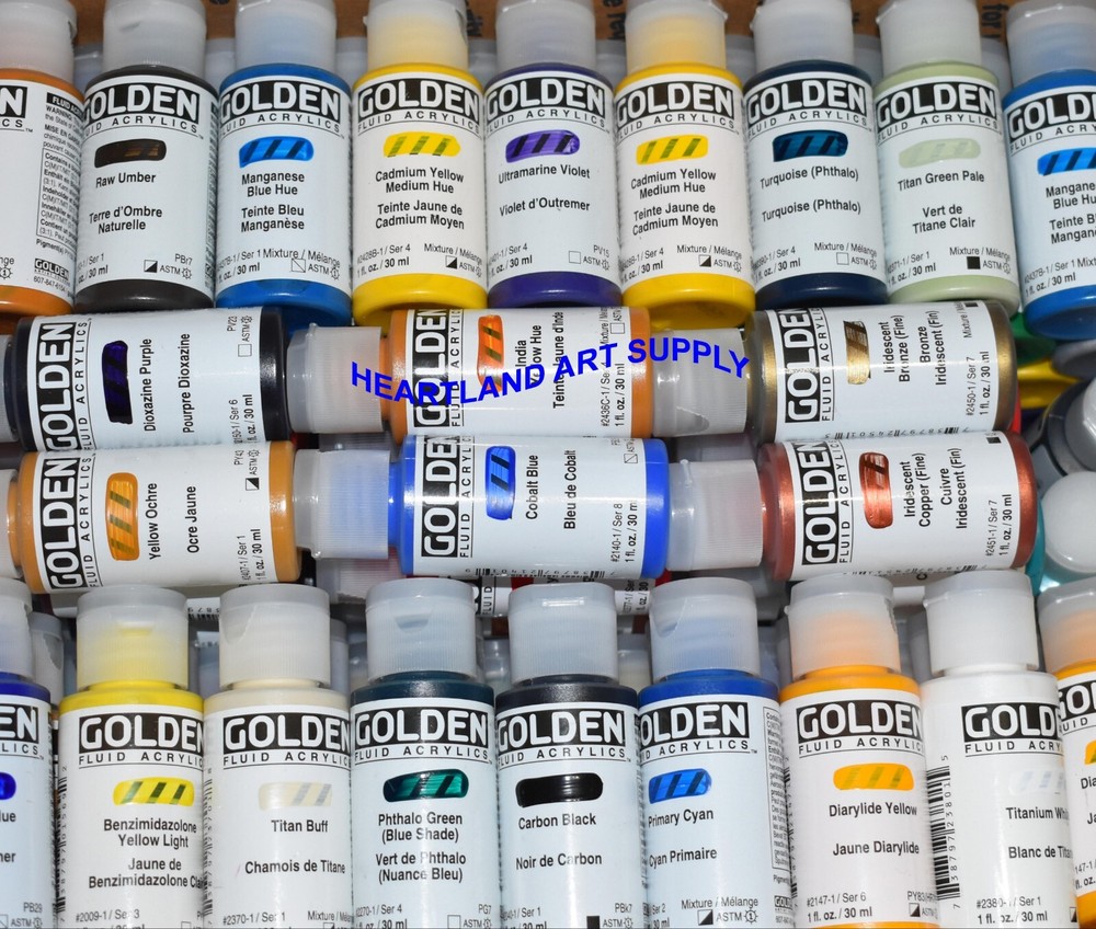GOLDEN FLUID ACRYLICS-BUY 5 Colors, GET 1 FREE- 1 oz Bottles – Brand new SEALED
