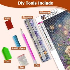 Flower Cross Candle Diamond Art Painting Kits for Adults, Diamond Painting Kits