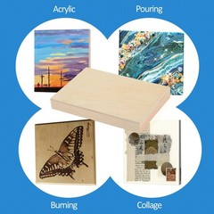 Unfinished Birch Wood Panels Kit 4 Pack 4×6” 3/4” Deep Cradle Boards Painting