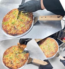 Pizza Peel with Wooden Handle, 12-inch Round Paddle, Metal Stainless Steel