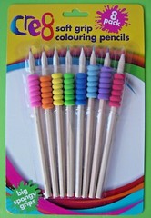 Colouring Pencils, 8 soft grip, full size pencil crayon, home craft art school