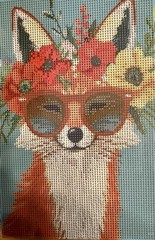 Fox with Flower Hat Diamond Painting Craft Kit-size 7.8×11.8” Stretched on frame