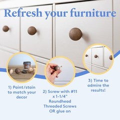Unfinished Wood Ball Knobs 1 inch, for Cabinets, Drawers & Crafts |Woodpeckers