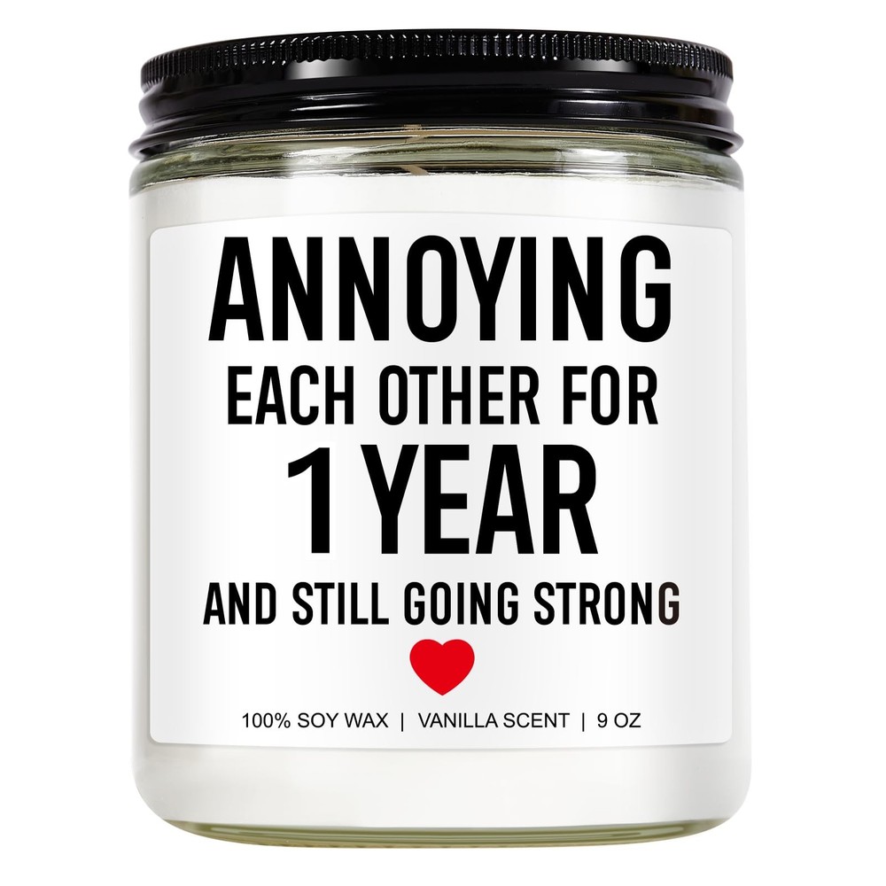 Younift Candle, 1 Year Anniversary, Gifts for Boyfriend, Medium, White