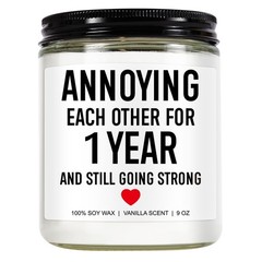 Younift Candle, 1 Year Anniversary, Gifts for Boyfriend, Medium, White