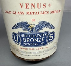 VINTAGE 1963 UNITED STATES BRONZE POWDER WORKS VENUS Gold GLASS METALLICS Medium