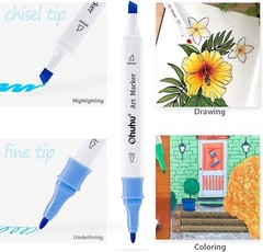 Ohuhu Markers, 48-color Double Tipped Alcohol Markers, Chisel&Fine Alcohol-based