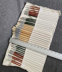 Art Owl Studio – 36-piece Paint Brushes: Oil, Acrylic Watercolor w/Canvas Pouch