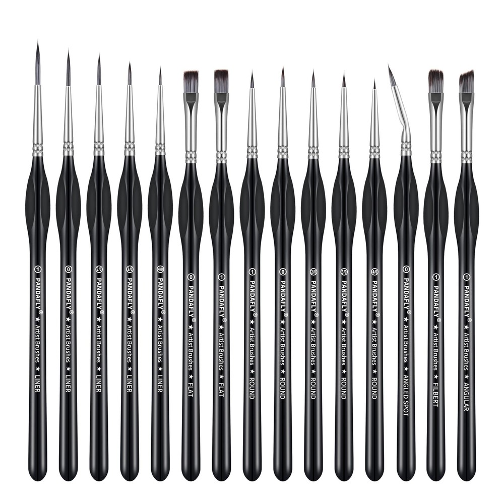 PANDAFLY Detail Paint Brushes Set, 15pcs Miniature Brushes for Fine Detailing…