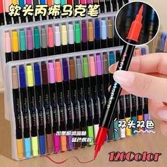 24/48/120 Colors Acrylic Paint Markers Dual Tip Fine Brush Art Pens