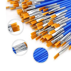 50pcs Nylon Hair Painting Brushes Set for Oil, Acrylic & Watercolor – NEW