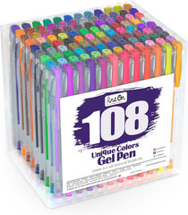 108 Colors Gel Pens Set, Gel Pens for Adult Coloring Books Journals Drawing Dood