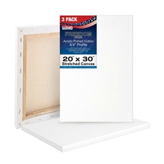 3 Pack of US Art Supply 20″ x 30″ Acrylic Primed Cotton Duck Stretched Canvas