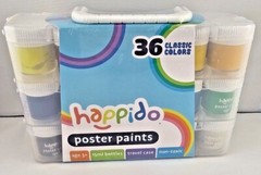 Happido Poster Paints 36 Classic Colors Non-Toxic Brightly Colored 15 ml Paint