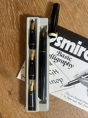 Osmiroid RightHander Calligraphy Basic Set 22 CARAT GOLD Plate Nibs Fountain Pen
