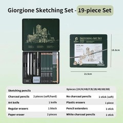 Professional Sketch Pencil Set 10-27pcs Graphite Charcoal Drawing Kit in a Tin