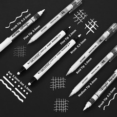 White Ink Pens, Fine Point Gel Pens, Brush Tip Acrylic Markers,white paint