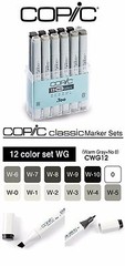 Copic Classic Twin Marker 12 Piece Set Warm Gray Artist Markers