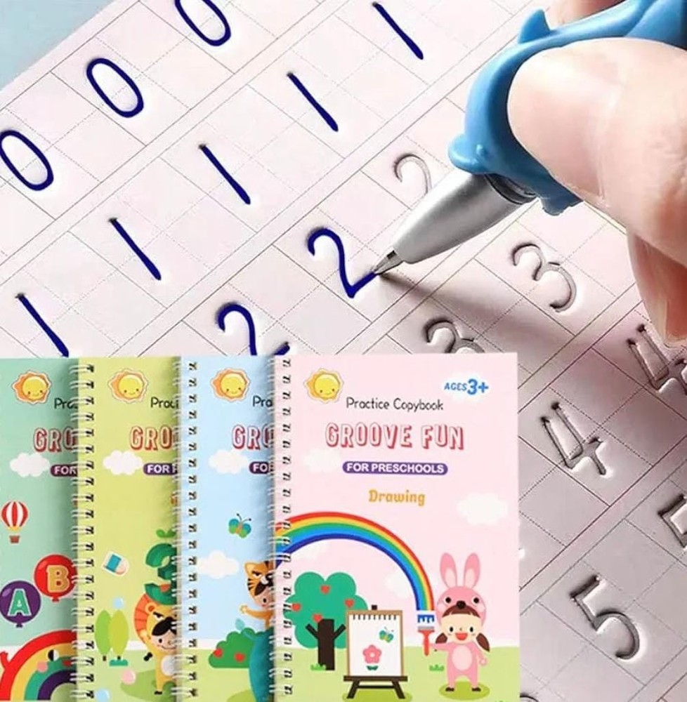 Handwriting Book Practice for Kids,Reusable Grooved Handwriting Books