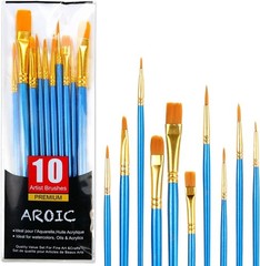 Easy-Clean 10-Pc Acrylic Paint Brush Set – Ideal for Oil, Watercolor, and More