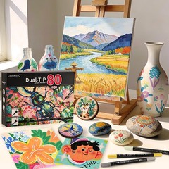 80 Colors Acrylic Paint Markers, Dual Tip Acrylic Markers Set with Fine & Dot…