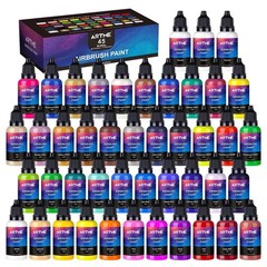 42 Color Acrylic Airbrush Paint Set with Thinners – Opaque, Metallic, Neon
