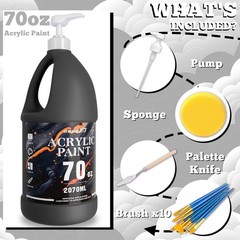Black Acrylic Paint 70oz Acrylic Paint Black For Multi Surface Rich Art 2070ml