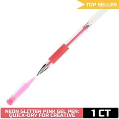 Art Alternatives Gel Pen, Neon Glitter Pink – Ballpoint – Non-Smear + Quick Dry