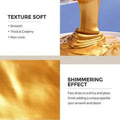 Metallic Gold Acrylic Paint, 8.45oz/250ml Large Gold Leaf Paint, Non Toxic, N…