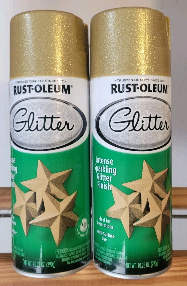 Rustoleum Specialty GLITTER GOLD 10.25oz Spray Paint 2 Cans Multi Surface Crafts