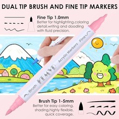KEMYR 72 Colors Brush & Fine Tip Acrylic Paint Pens, Dual Tip B-72 colors