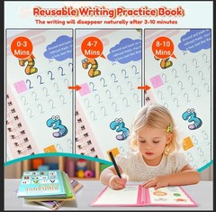 Magic Grooved Writing Practice for Kids,Reusable Grooved Handwriting Workbooks A