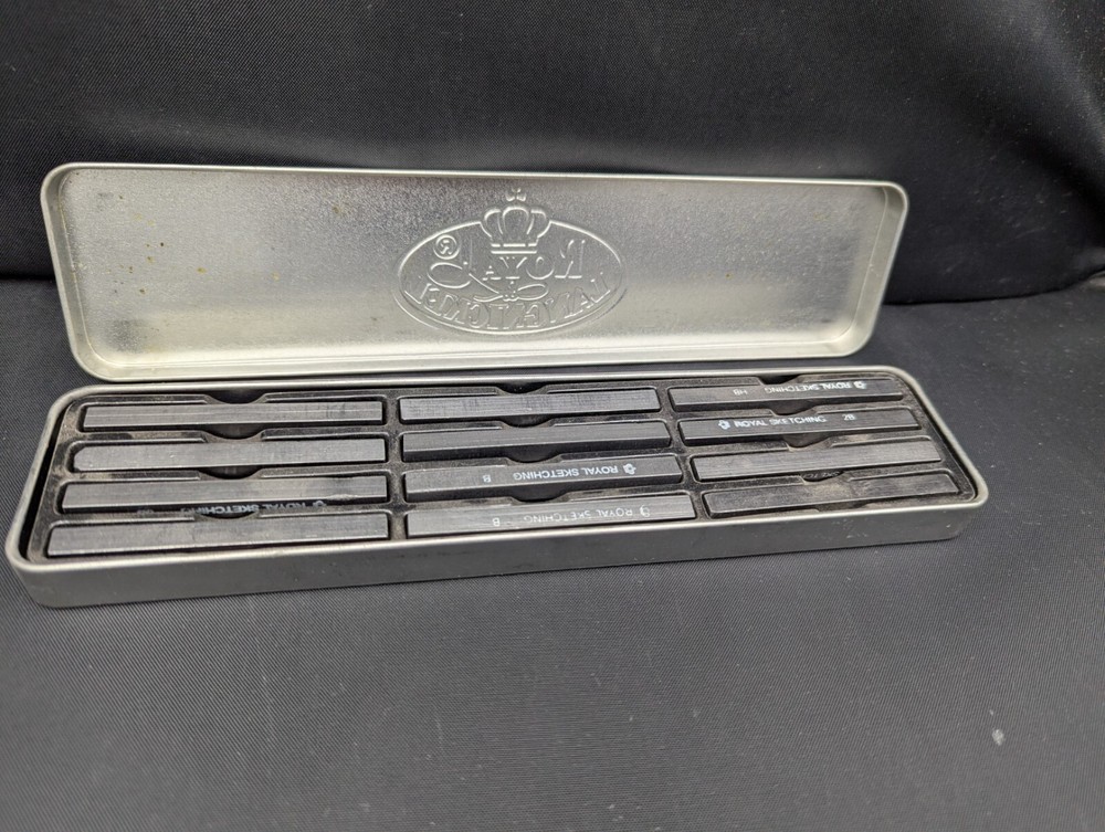 Royal Langnickel Charcoal Sketching Sticks Pencils with Silver Tin set of 12